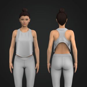 Ladies Crew Neck Relaxed Racer Back Crop Tank Tech Pack