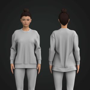 Ladies Crew Neck Stepped Hem Banded Sweater Tech Pack