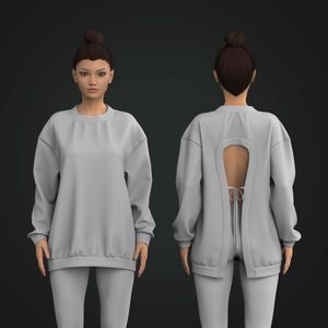 Ladies Crew Neckline Adjustable Back Oversized Sweater Tech Pack