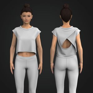 Ladies Crew Neckline Asymmetrical Back Cut Out Tee Tech Pack