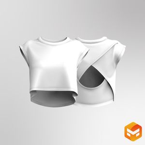 Ladies Crew Neckline Asymmetrical Back Out Tee 3D Garment