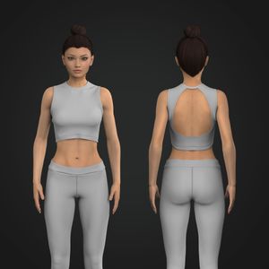 Ladies Crew Neckline Back Cut Out Crop Tank Top Tech Pack