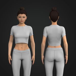 Ladies Crew Neckline Banded Sleeves Crop Tee Tech Pack