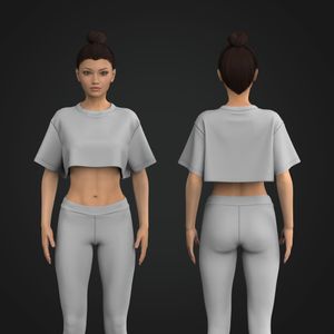 Ladies Crew Neckline Drop Shoulder Micro Crop Tee Tech Pack