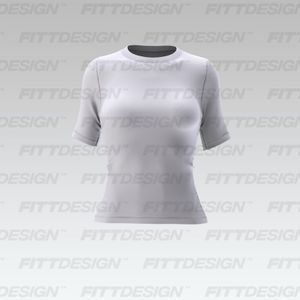 Ladies Crew Neckline Elongated Short Sleeve Fitted Tee Smart Mockup