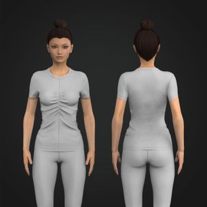 Ladies Crew Neckline Front Ruching Short Sleeve Tee Tech Pack