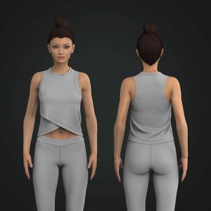 Ladies Crew Neckline Overlapping Front Racer Back Tank Top Tech Pack