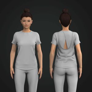 Ladies Crew Neckline Overlapping Open Back Short Sleeve Tee Tech Pack