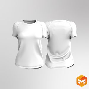 Ladies Crew Neckline Raglan Sleeve Scallop Bottom Relaxed Tee 3D Garment
