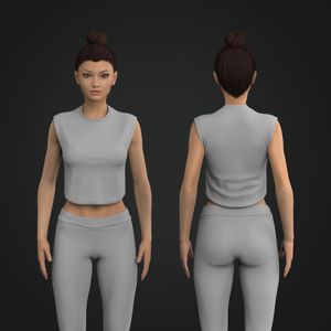 Ladies Crew Neckline Relaxed Extended Shoulder Scallop Bottom Tank Tech Pack