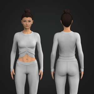 Ladies Crew Neckline Runner Sleeve Front Ruching Tee Tech Pack