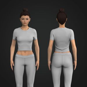 Ladies Crew Neckline Saddle Short Sleeve Fitted Crop Tee Tech Pack