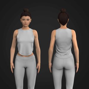 Ladies Crew Neckline Scallop Bottom Mesh Tank Top Tech Pack
