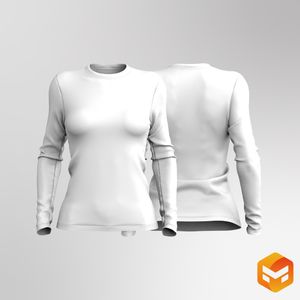 Ladies Crew Neckline Set In Long Sleeve Fitted Tee 3D Garment