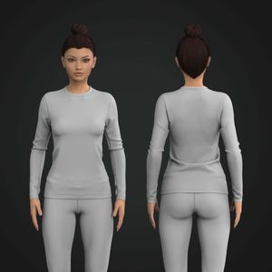 Ladies Crew Neckline Set In Long Sleeve Fitted Tee Tech Pack