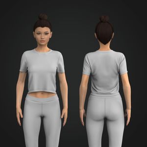 Ladies Crew Neckline Set In Sleeve Relaxed Crop Tee Tech Pack