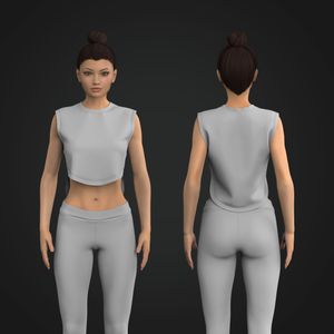 Ladies Crew Neckline Shirt Tail Hemline Sleeveless Crop Top Tech Pack