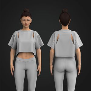 Ladies Crew Neckline Short Sleeve Cut Out Crop Top Tech Pack