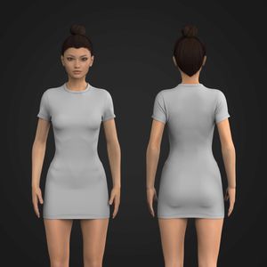 Ladies Crew Neckline Short Sleeve Fitted Dress Tech Pack