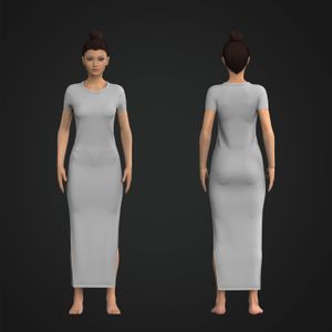 Ladies Crew Neckline Short Sleeve Split Hem Shirt Dress Tech Pack