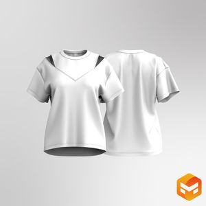 Ladies Crew Neckline Shoulder Cut Out Relaxed Short Sleeve Tee 3D Garment