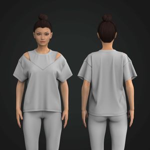 Ladies Crew Neckline Shoulder Cut Out Relaxed Short Sleeve Tee Tech Pack