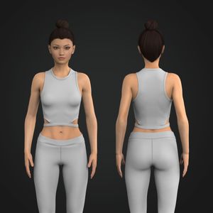 Ladies Crew Neckline Side Cut Outs Crop Tank Top Tech Pack
