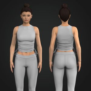 Ladies Crew Neckline Side Ruching Crop Top