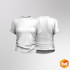 Ladies Crew Neckline Side Ruching Short Sleeve Tee 3D Garment
