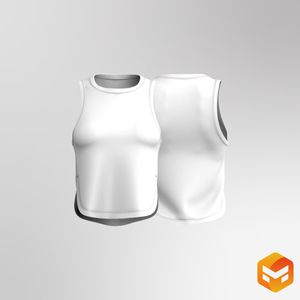 Ladies Crew Neckline Split Hem Scallop Bottom Tank Top 3D Garment