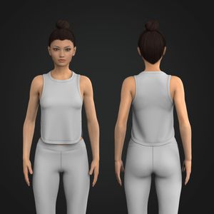 Ladies Crew Neckline Split Hem Scallop Bottom Tank Top Tech Pack
