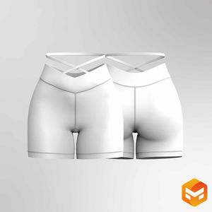 Ladies Criss Cross 5.00 Inch Inseam Biker Shorts - 3D Garment