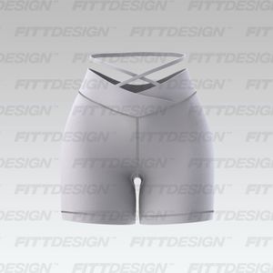 Ladies Criss Cross 5.00 Inch Inseam Biker Shorts Smart Mockup