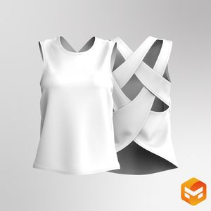 Ladies Criss Cross Back Cut Out Full Length Relaxed Tank Top 3D Garment