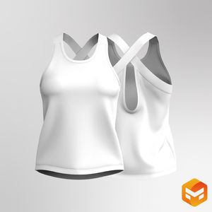 Ladies Criss Cross Back Cut Out Relaxed Tank Top 3D Garment