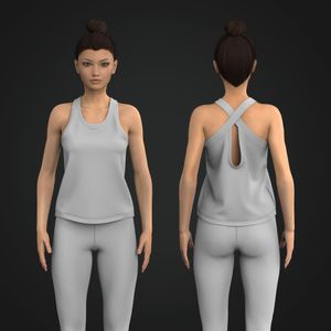 Ladies Criss Cross Back Cut Out Relaxed Tank Top Tech Pack