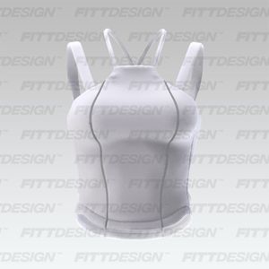 Ladies Criss Cross Back Fitted Scallop Bottom Tank Top Smart Mockup