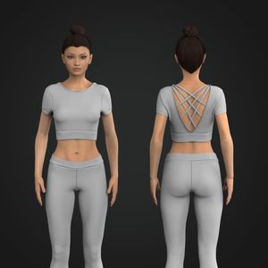 Ladies Criss Cross Back Short Sleeve Fitted Crop Tee Tech Pack