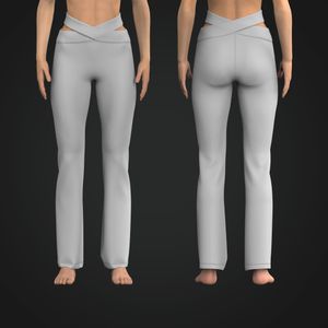 Ladies Criss Cross Cut Out Waistband Flared Leggings Tech Pack