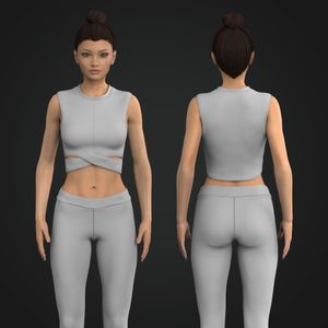 Ladies Criss Cross Front Cut Fitted Crop Tank Tech Pack