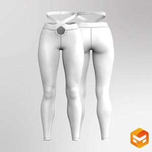 Ladies Criss Cross Front Keyhole High Waisted Leggings 3D Garment