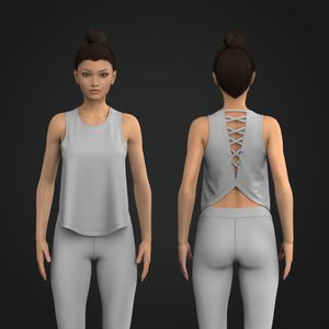 Ladies Criss Cross Open Back Relaxed Tank Top Tech Pack