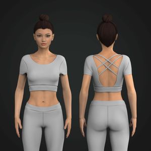 Ladies Criss Cross Strappy Back Cut Out Crop Tee Tech Pack