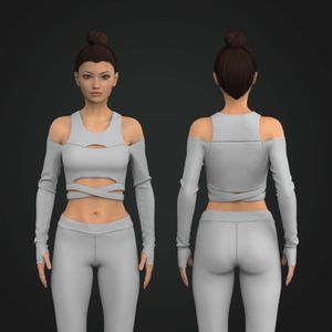 Ladies Criss Cross Waistband Runner Sleeve Crop Top Tech Pack