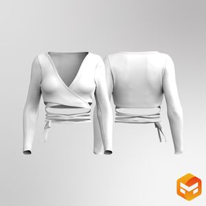 Ladies Criss Cross Wrap Long Sleeve Top 3D Garment
