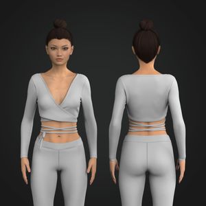 Ladies Criss Cross Wrap Long Sleeve Top Tech Pack
