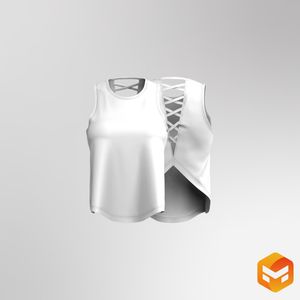 Ladies CrissCross Open Back Relaxed Tank Top 3D Garment