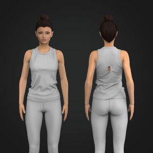 Ladies Cross Over Back Cut Out Relaxed Tank Top Tech Pack