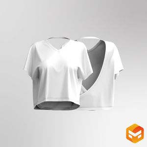 Ladies Cross Over Backless Batwing Sleeve Crop Tee 3D Garment