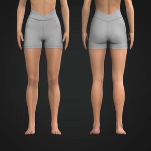 Ladies Cross Over Double V-Shaped Waistband 3.00 Inch Inseam Biker Shorts Tech Pack